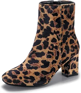 IDIFU Women's Aliza Fashion Square Toe Short Boots Side Zipper Low Block Heel Ankle Booties