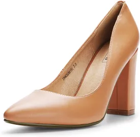 IDIFU Women's IN4 Chunky-HI Block High Heels Closed Pointed Toe Pumps Dress Office Shoes for Women