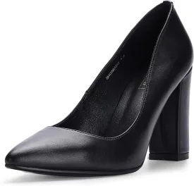 IDIFU Women's IN4 Chunky-HI Block High Heels Closed Pointed Toe Pumps Dress Office Shoes for Women