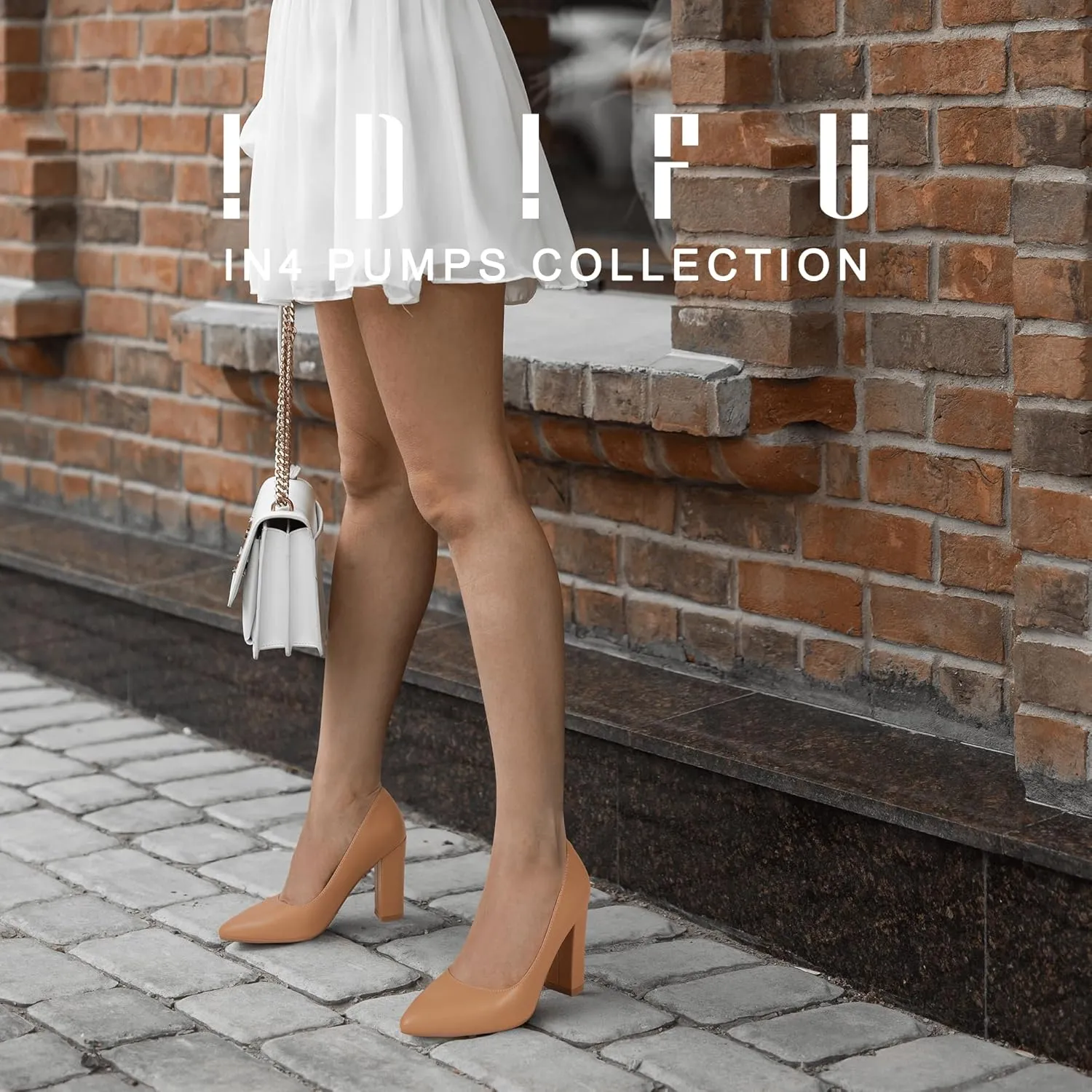 IDIFU Women's IN4 Chunky-HI Block High Heels Closed Pointed Toe Pumps Dress Office Shoes for Women