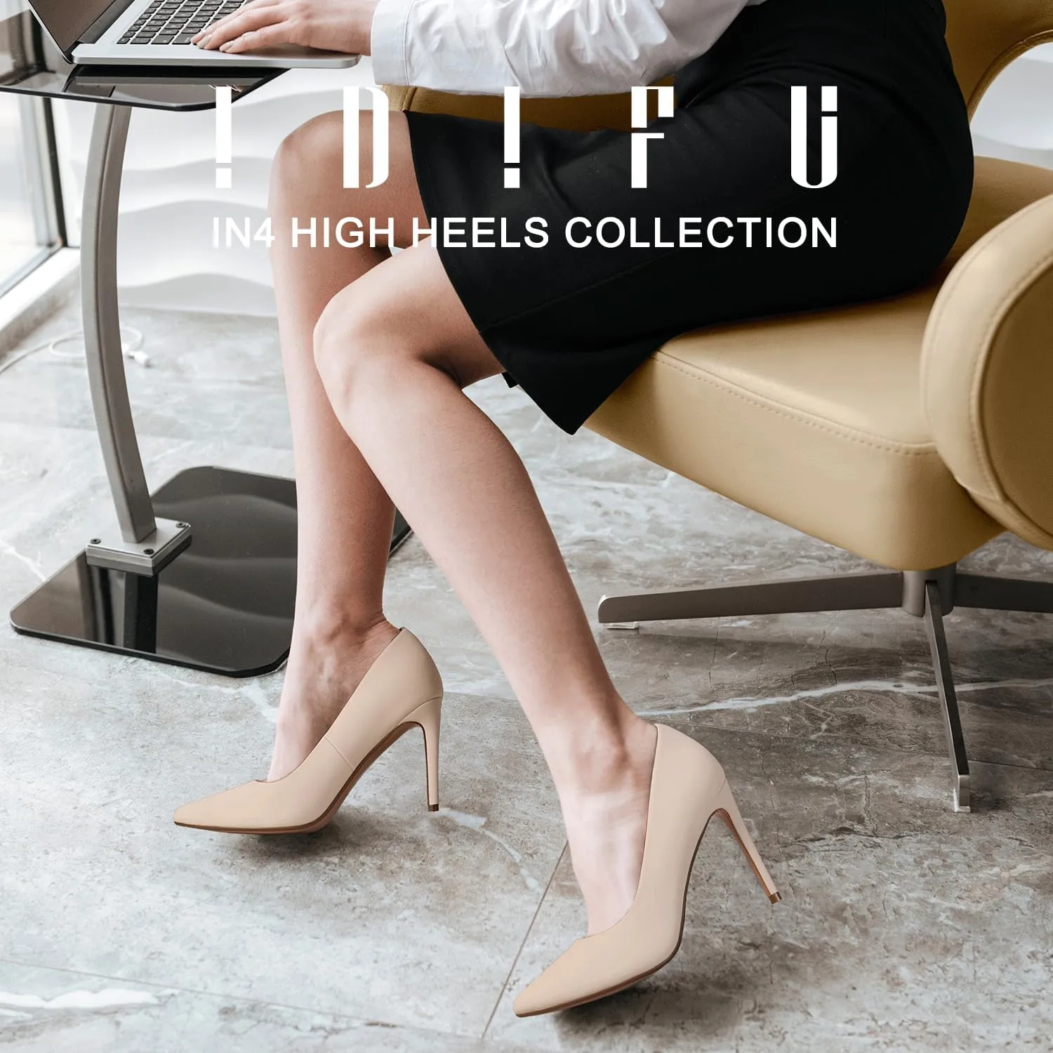 IDIFU Women's IN4 Classic Pointed Toe High Heels Pumps Wedding Dress Office Shoes