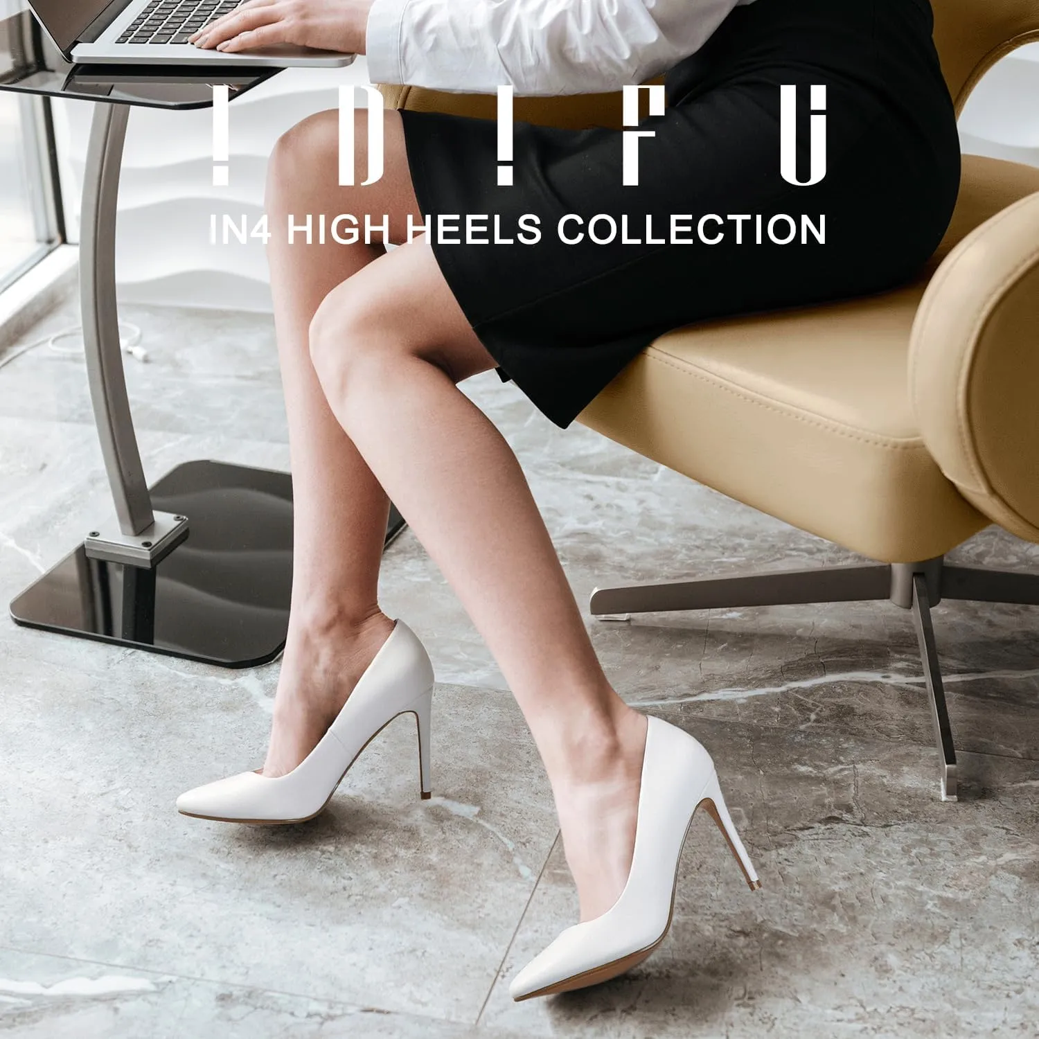 IDIFU Women's IN4 Classic Pointed Toe High Heels Pumps Wedding Dress Office Shoes