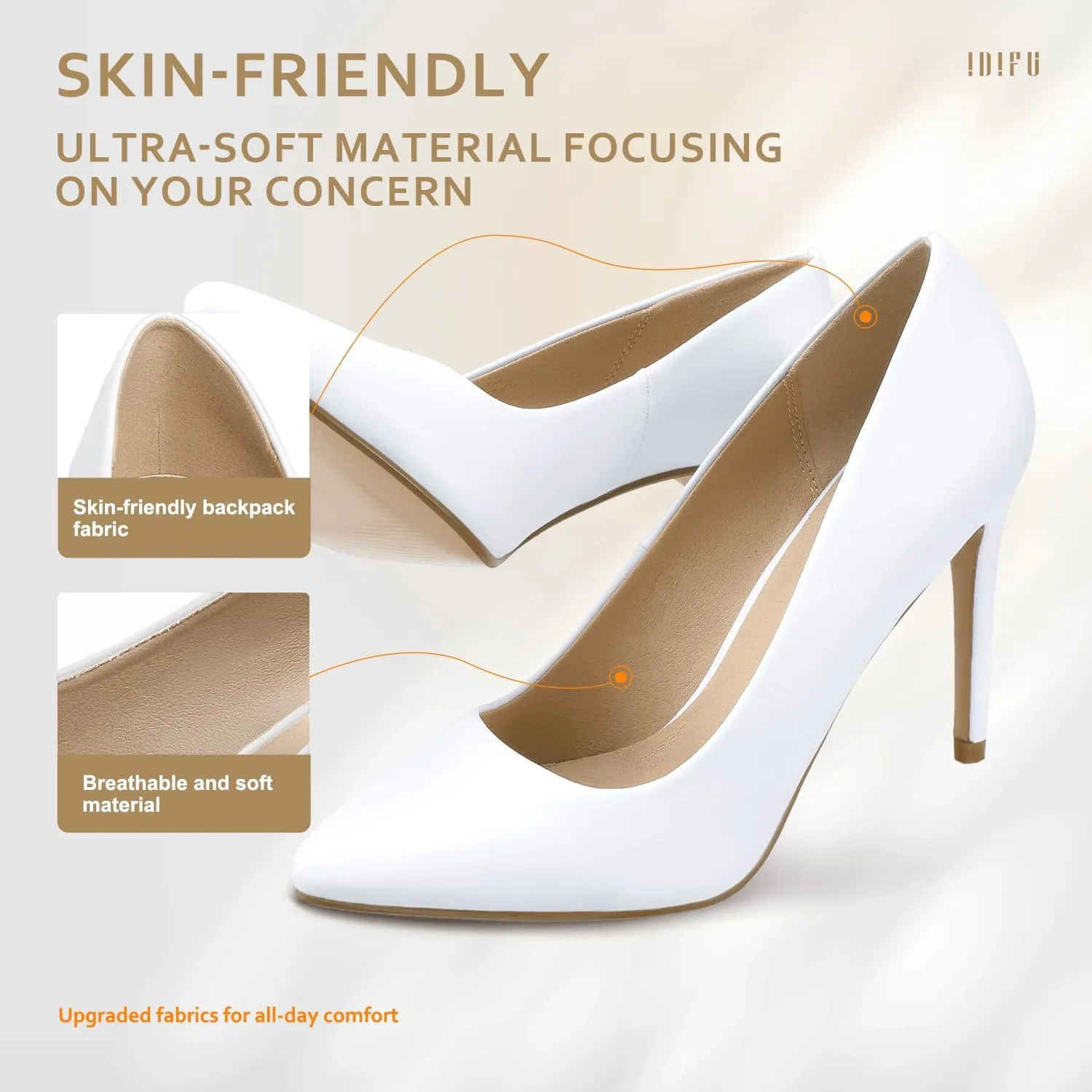 IDIFU Women's IN4 Classic Pointed Toe High Heels Pumps Wedding Dress Office Shoes