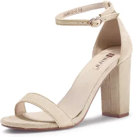 IDIFU Women's IN4 Cookie-HI Chunky High Heel Sandals Open Toe Ankle Strap Wedding Bridal Prom Dress Shoes For Women Bride Bridesmaid