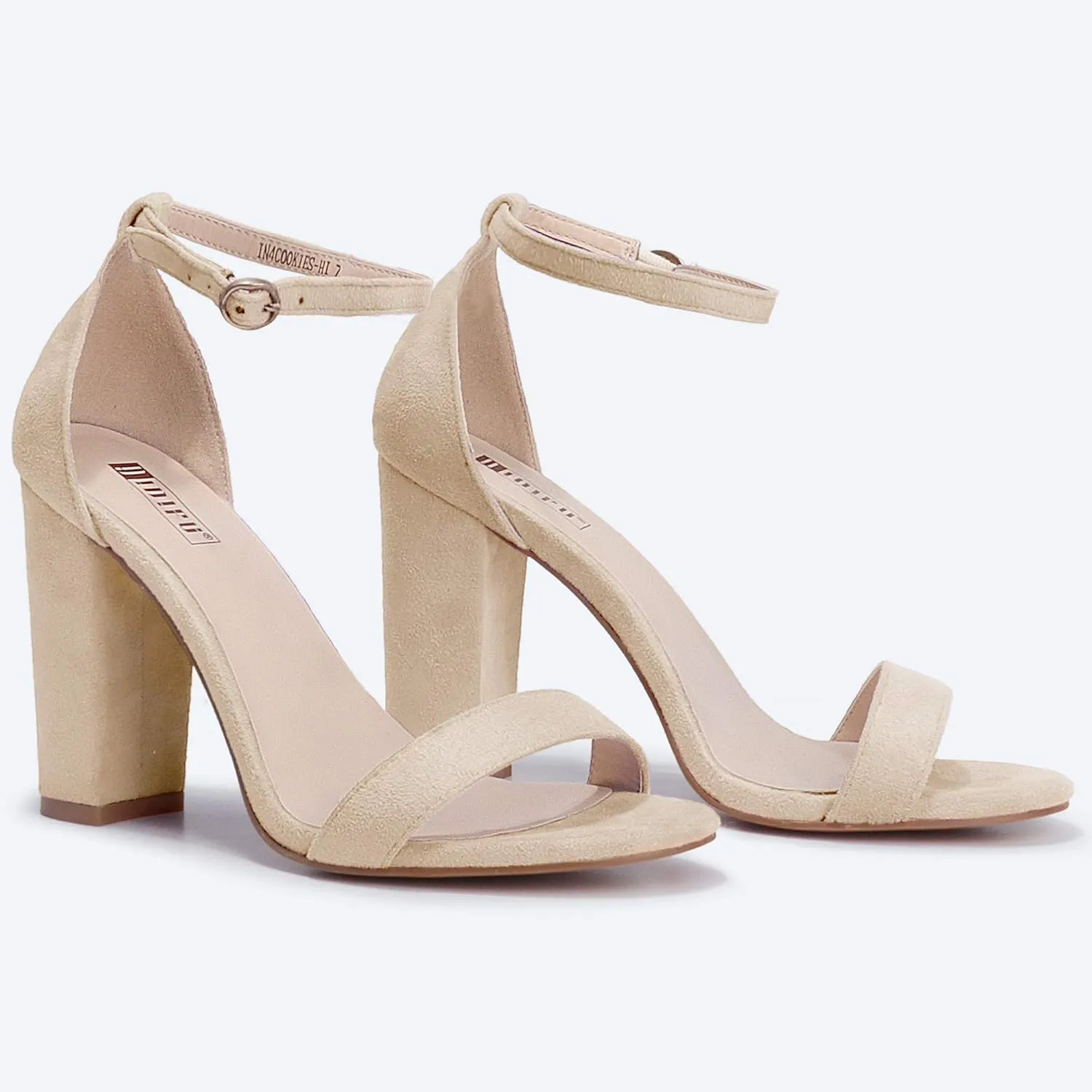 IDIFU Women's IN4 Cookie-HI Chunky High Heel Sandals Open Toe Ankle Strap Wedding Bridal Prom Dress Shoes For Women Bride Bridesmaid