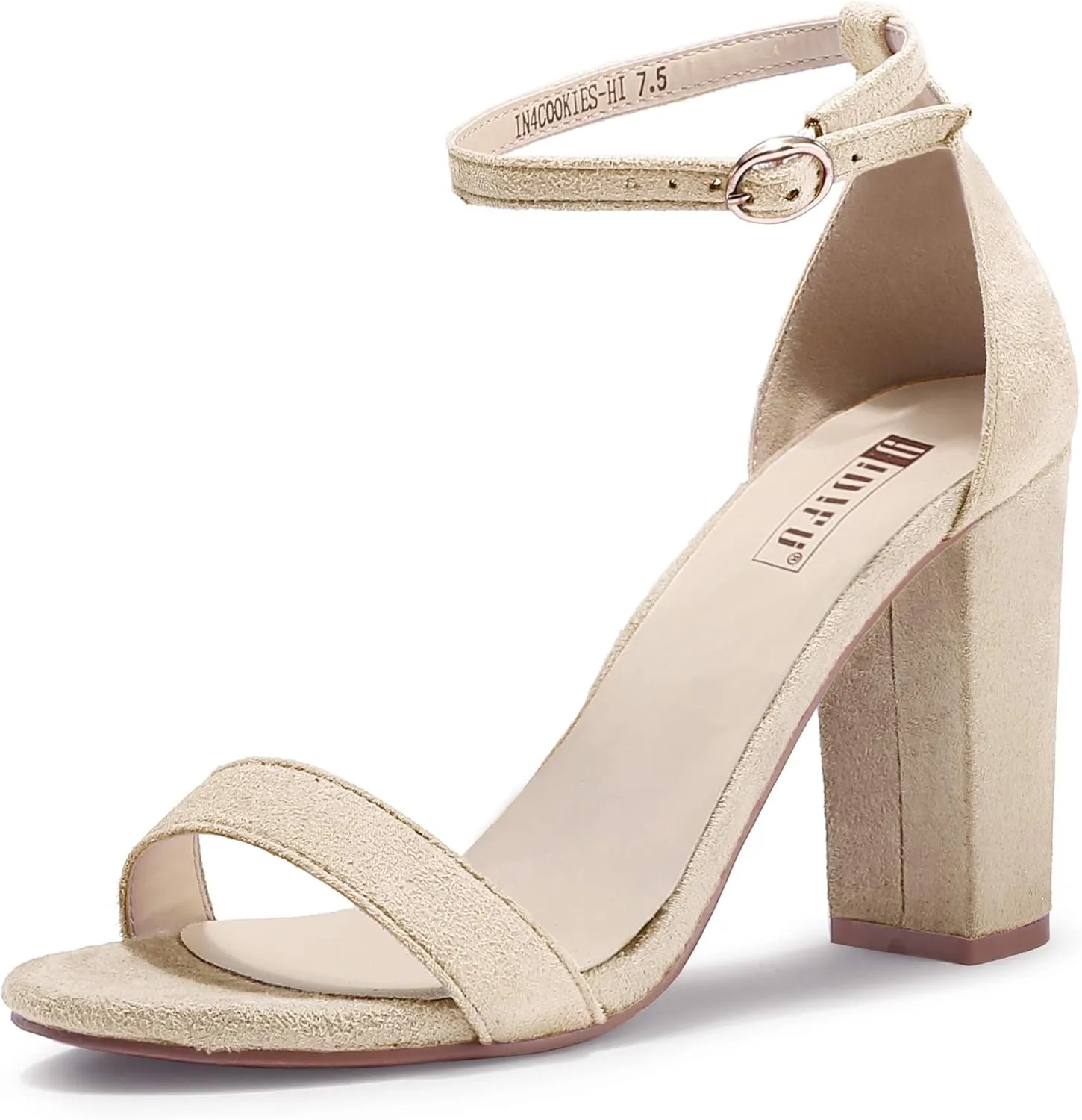 IDIFU Women's IN4 Cookie-HI Chunky High Heel Sandals Open Toe Ankle Strap Wedding Bridal Prom Dress Shoes For Women Bride Bridesmaid