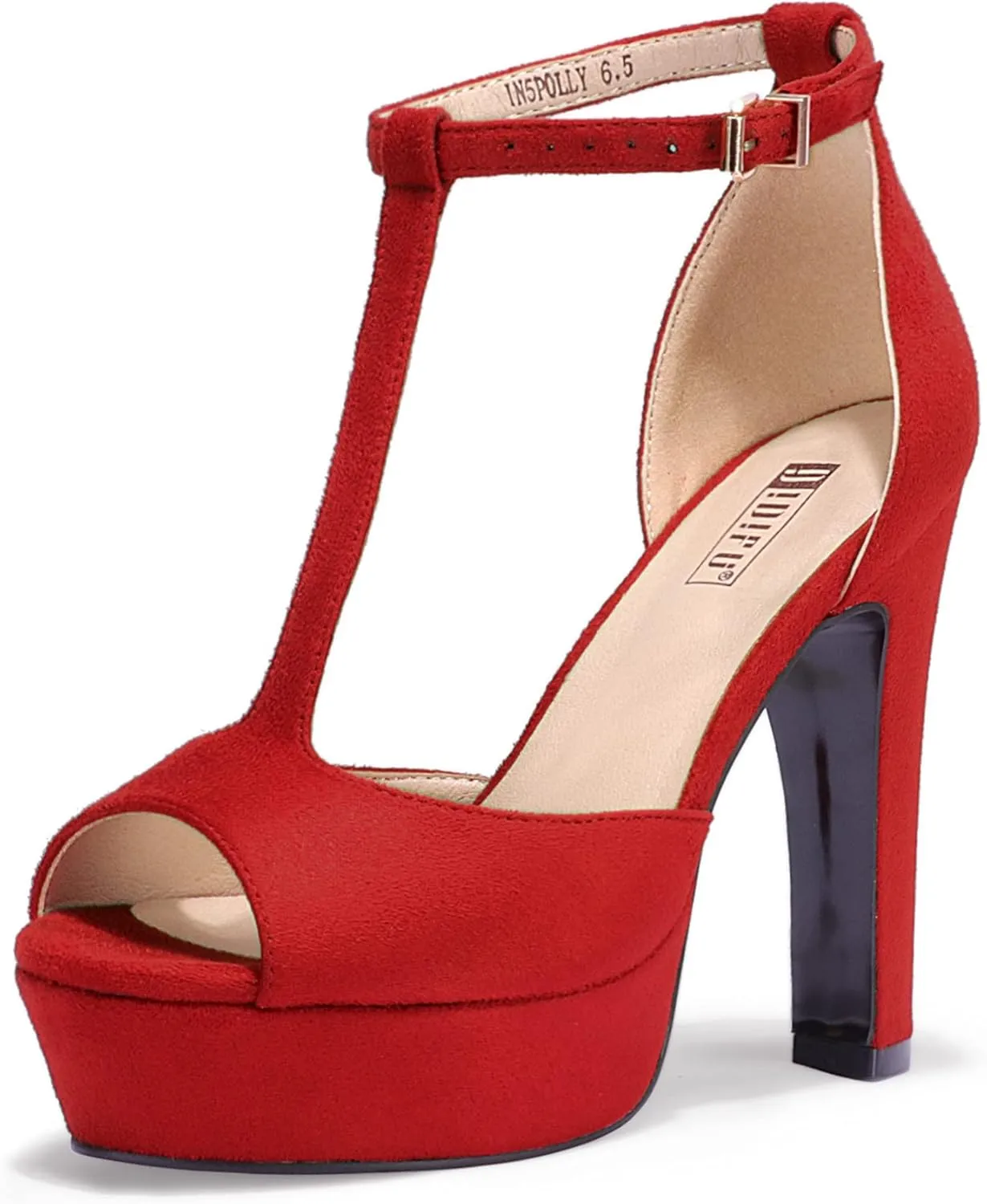 IDIFU Women's IN5 Polly Platform Chunky High Heels T-Strap Sexy Sandals Peep Toe Wedding Party Prom Dress Shoes for Women Bride