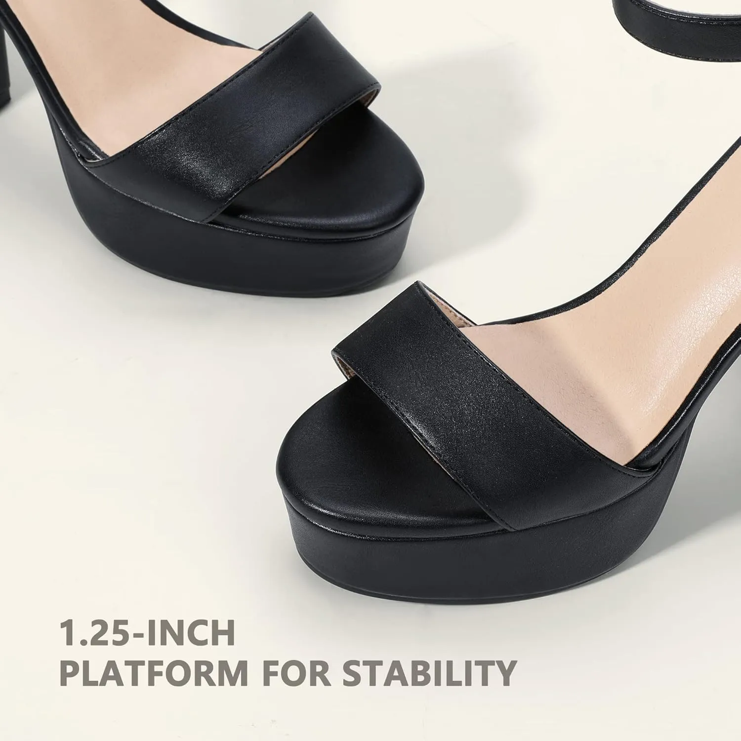 IDIFU Women's Platform Chunky High Heel Sexy Sandals Ankle Strap Open Toe Heeled Shoes for Wedding Party Evening