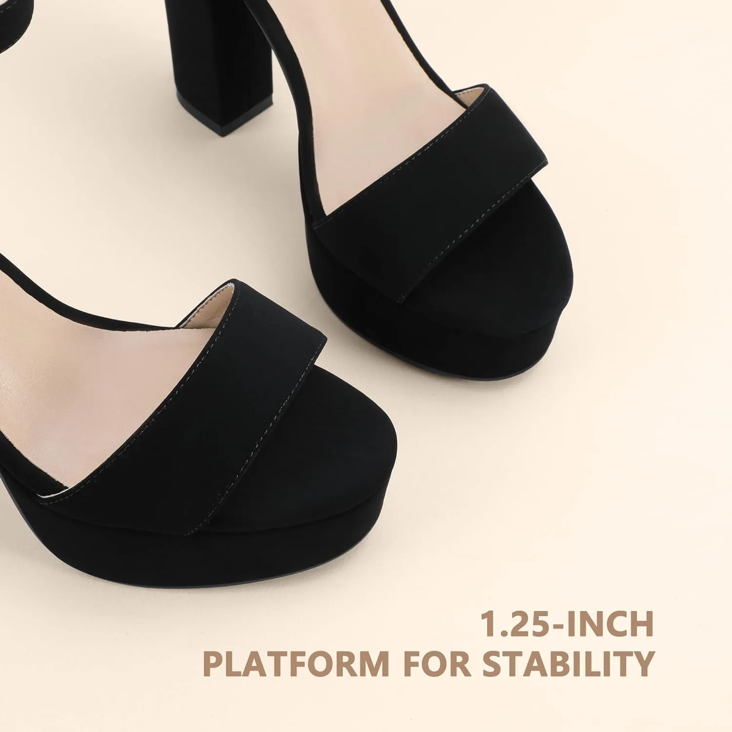 IDIFU Women's Platform Chunky High Heel Sexy Sandals Ankle Strap Open Toe Heeled Shoes for Wedding Party Evening