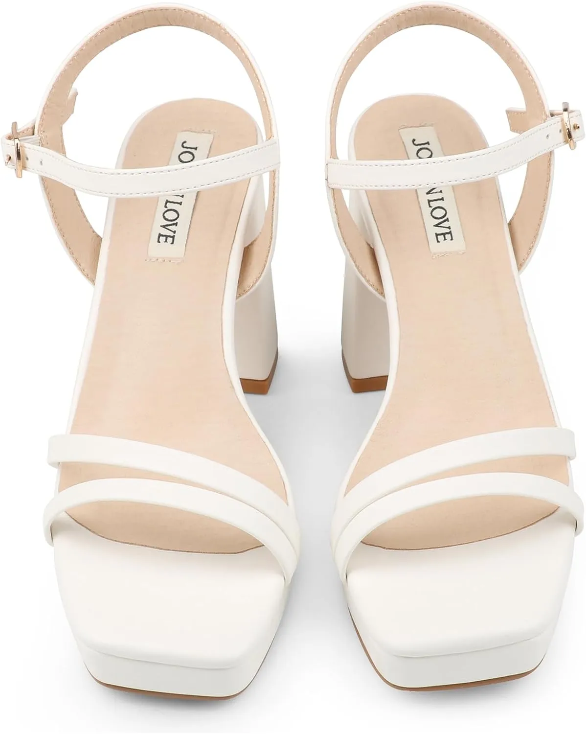 JOY IN LOVE Platform Heels for Women 3.5 Inch Chunky Block Heel Ankle Strap Sandals