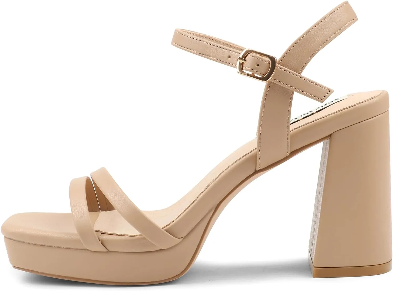 JOY IN LOVE Platform Heels for Women 3.5 Inch Chunky Block Heel Ankle Strap Sandals