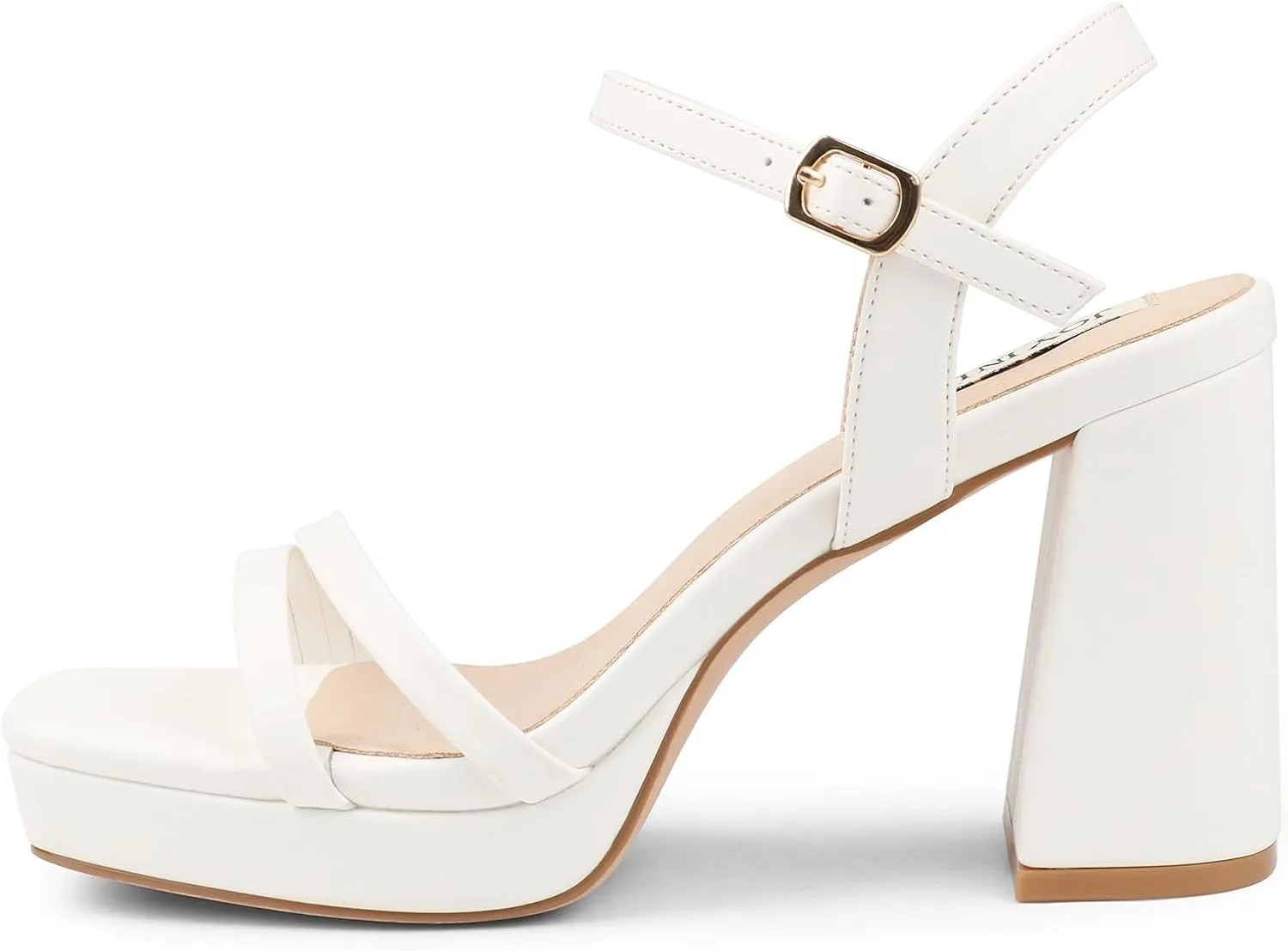 JOY IN LOVE Platform Heels for Women 3.5 Inch Chunky Block Heel Ankle Strap Sandals