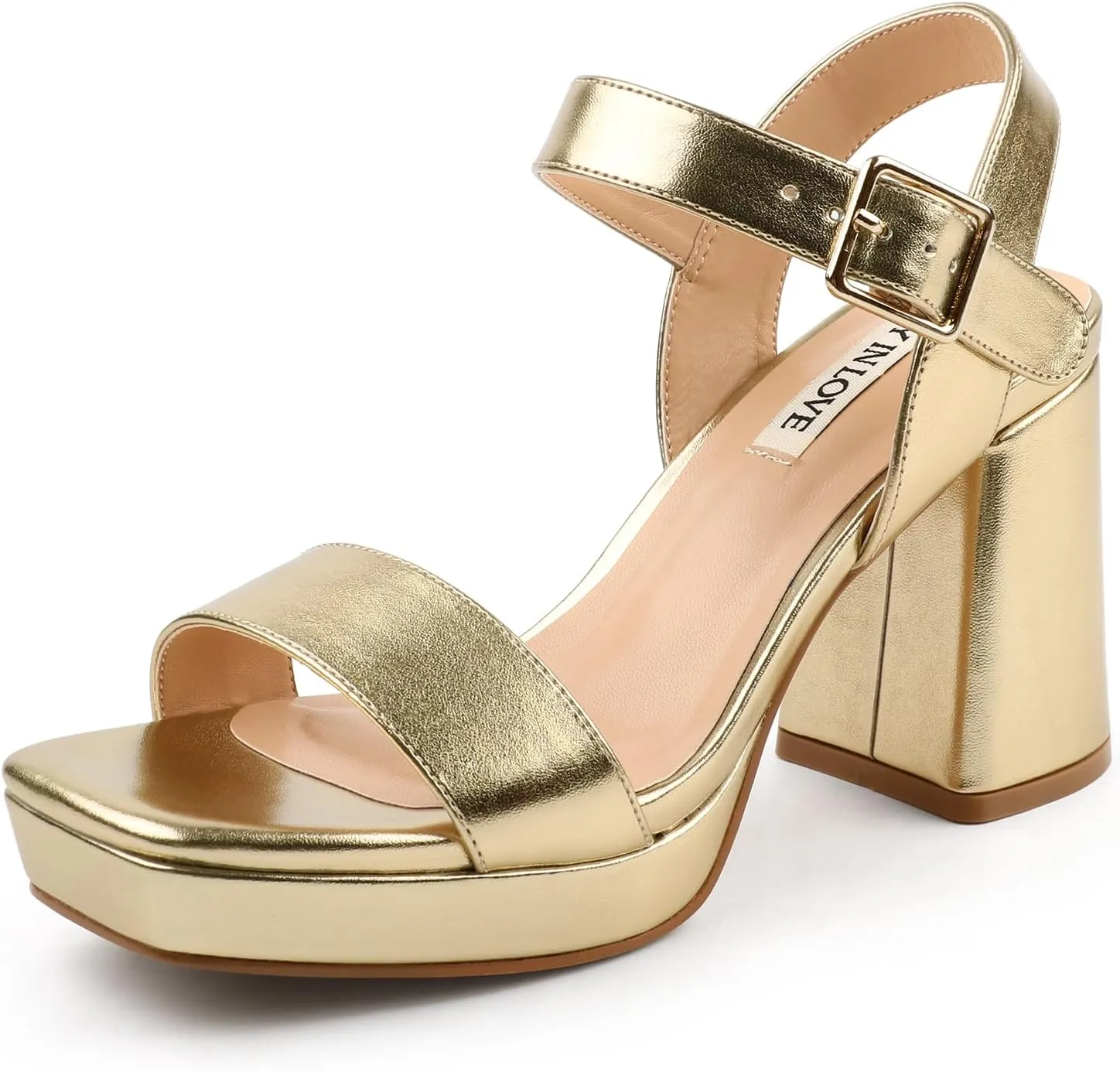 JOY IN LOVE Women's Chunky Platform High Heels Ankle Strap Block Heel Sandals