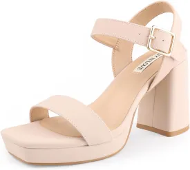 JOY IN LOVE Women's Chunky Platform High Heels Ankle Strap Block Heel Sandals