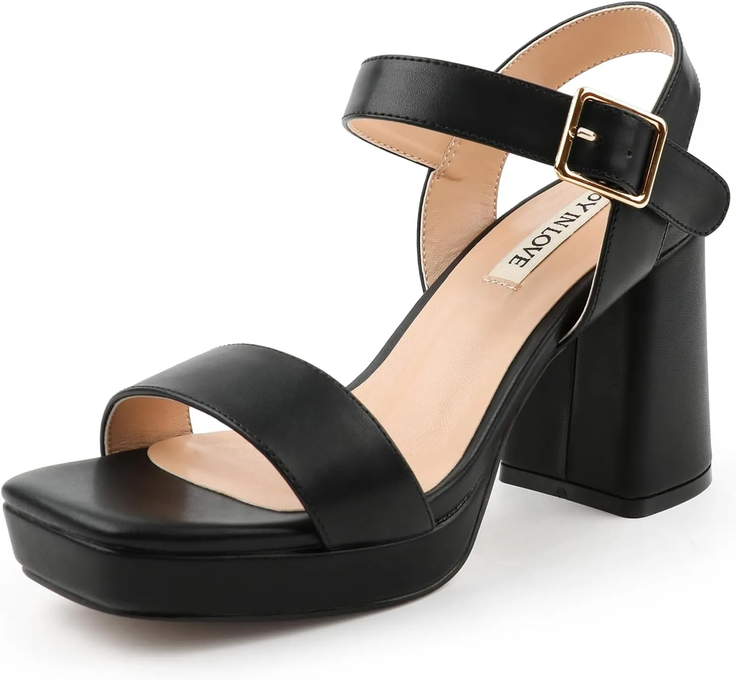 JOY IN LOVE Women's Chunky Platform High Heels Ankle Strap Block Heel Sandals