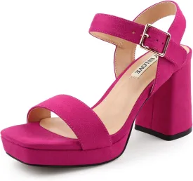 JOY IN LOVE Women's Chunky Platform High Heels Ankle Strap Block Heel Sandals