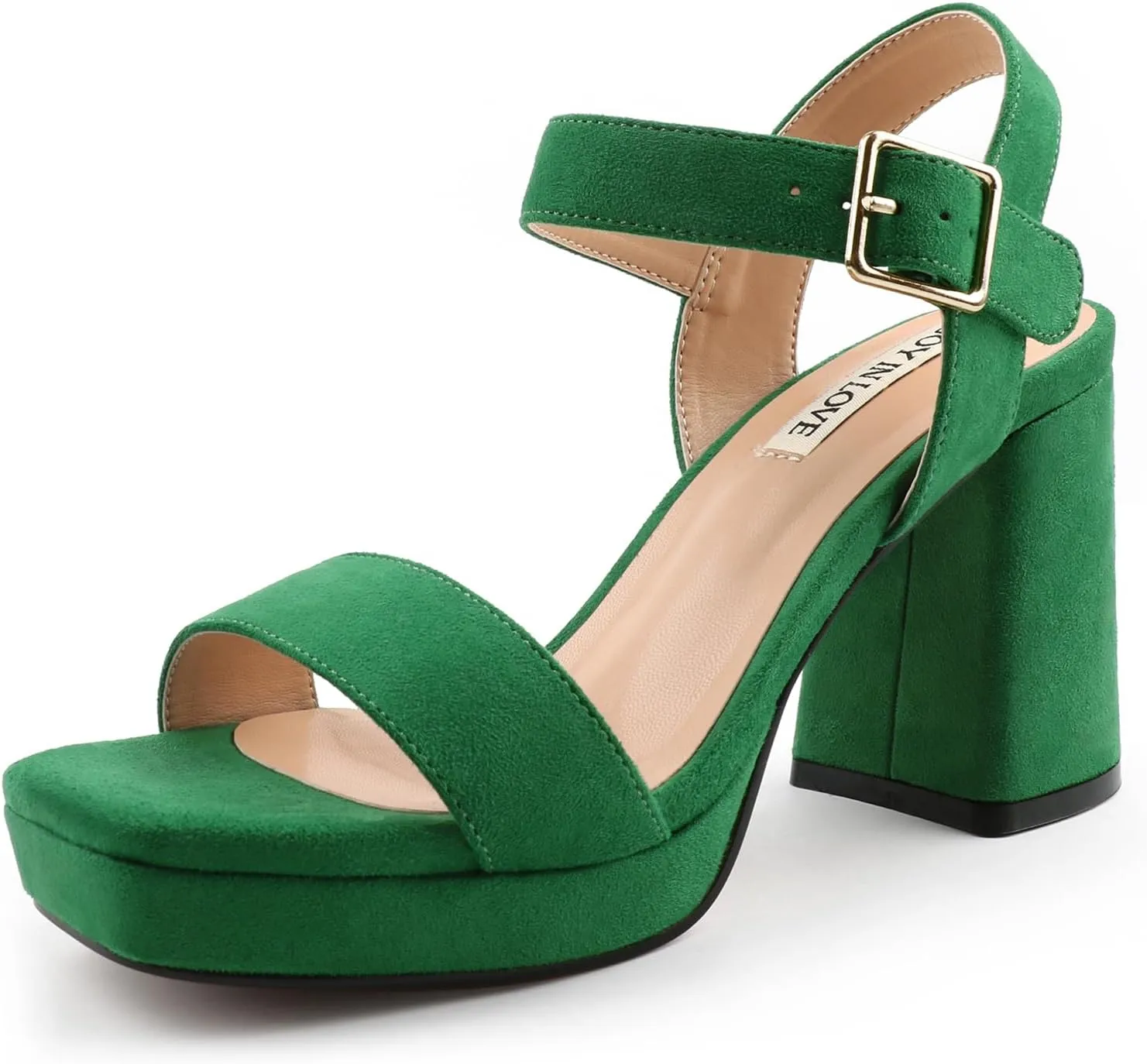 JOY IN LOVE Women's Chunky Platform High Heels Ankle Strap Block Heel Sandals
