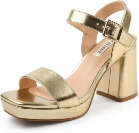 JOY IN LOVE Women's Chunky Platform High Heels Ankle Strap Block Heel Sandals