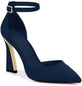 Juliet Holy Womens Pumps Point Closed Toe Heels Buckle Ankle Strap D'Orsay Heeled Sandals