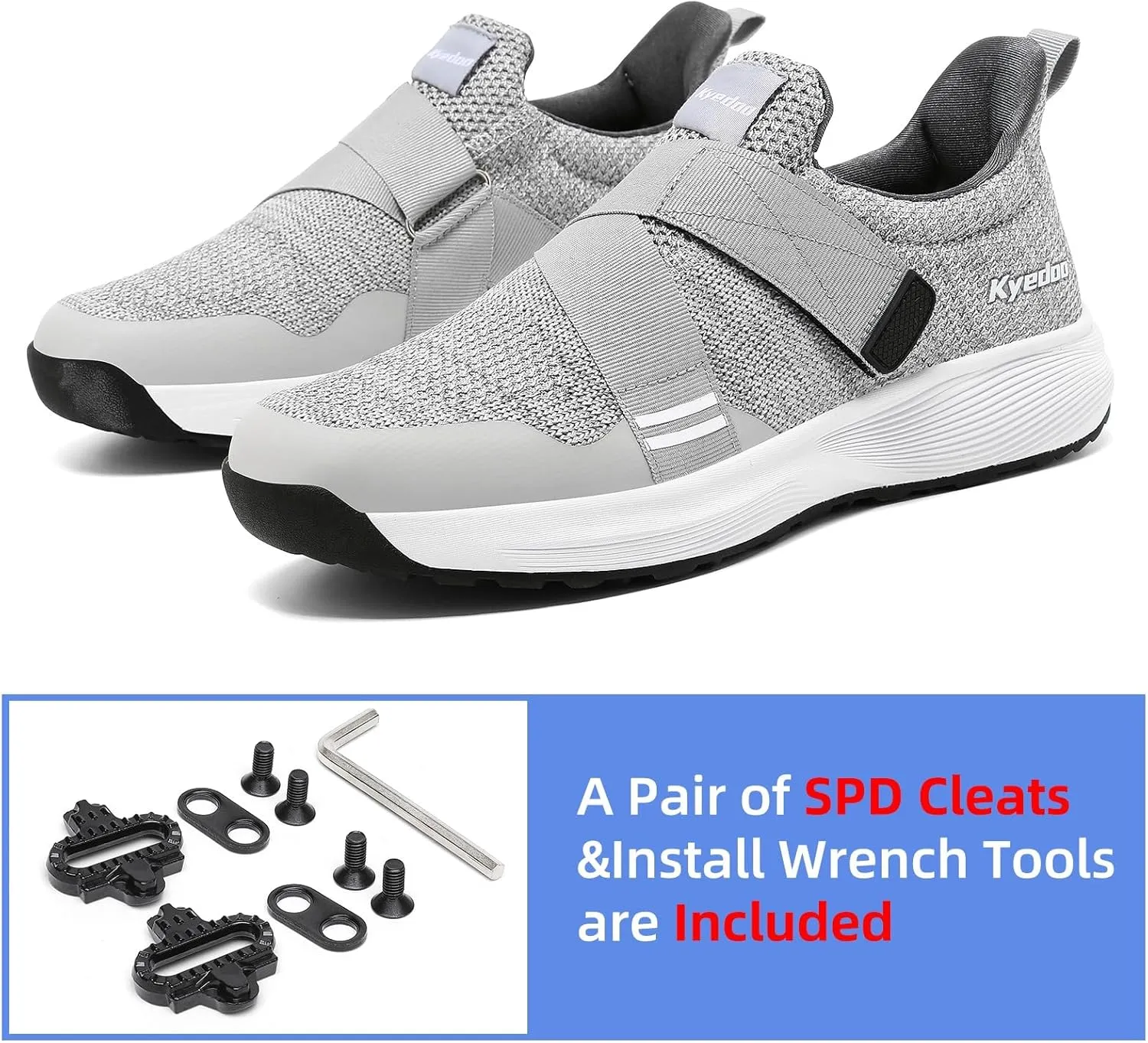 Kyedoo Mens Indoor Cycling Shoes Compatible with SPD Cleats, Comfortable Walkable Bike Shoes, Cleats Included