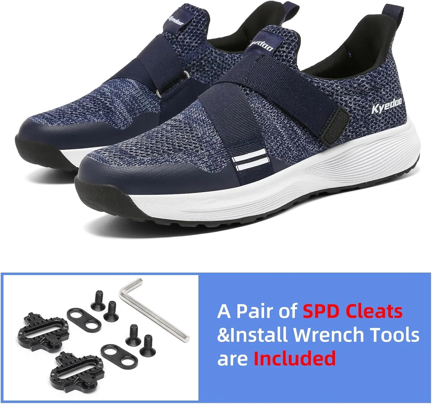 Kyedoo Mens Indoor Cycling Shoes Compatible with SPD Cleats, Comfortable Walkable Bike Shoes, Cleats Included