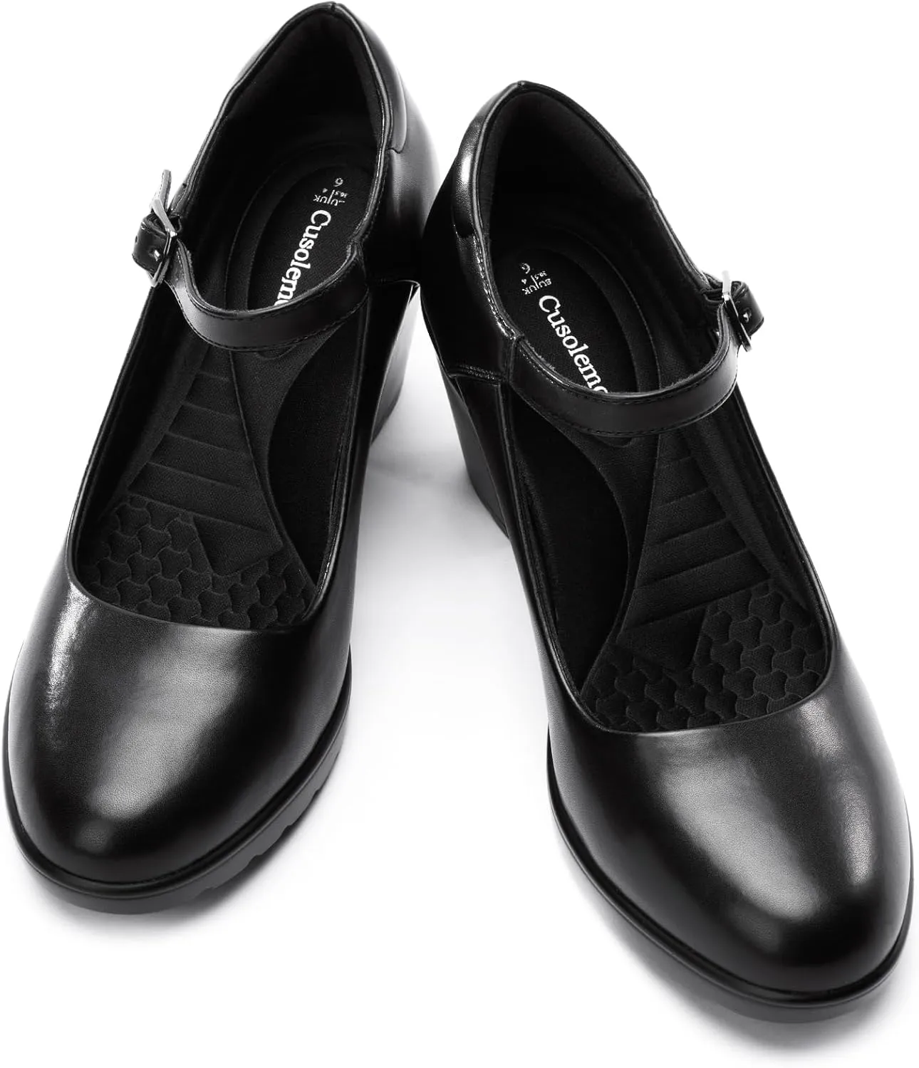 Mary Jane Heels with Arch Support, Closed Round Toe Chunky Pumps for Women, Comfortable Block Heel Dress Shoes