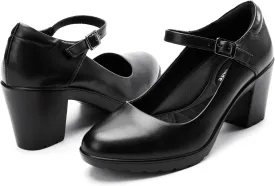 Mary Jane Heels with Arch Support, Closed Round Toe Chunky Pumps for Women, Comfortable Block Heel Dress Shoes