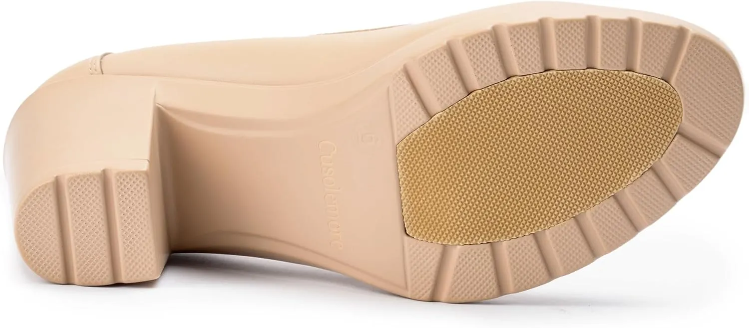 Mary Jane Heels with Arch Support, Closed Round Toe Chunky Pumps for Women, Comfortable Block Heel Dress Shoes