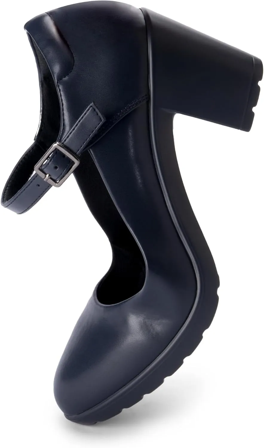 Mary Jane Heels with Arch Support, Closed Round Toe Chunky Pumps for Women, Comfortable Block Heel Dress Shoes
