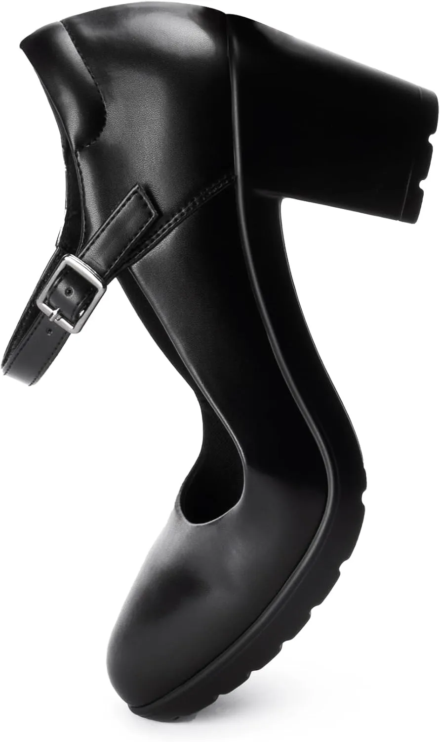 Mary Jane Heels with Arch Support, Closed Round Toe Chunky Pumps for Women, Comfortable Block Heel Dress Shoes