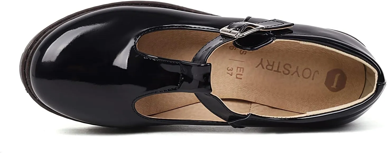 Mary Jane Shoes for Women Girls, Black Platform Mary Janes Chunky Heel Kawaii Lolita School Shoes