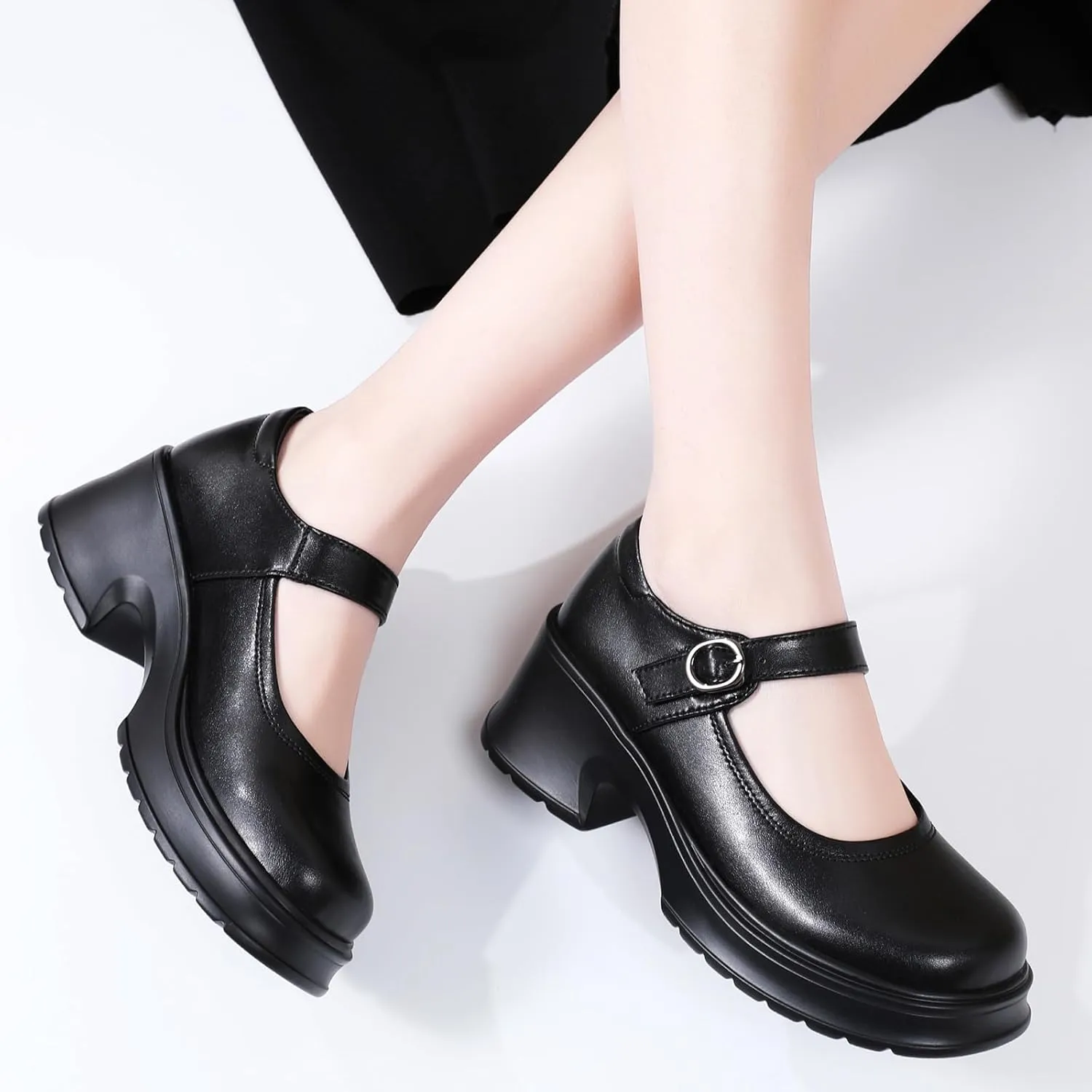 Mary Jane Shoes Women Platform Mary Janes Heels Women's Chunky Pumps Dress Shoes Ladies Work Comfortable Dressy Casual Footwear