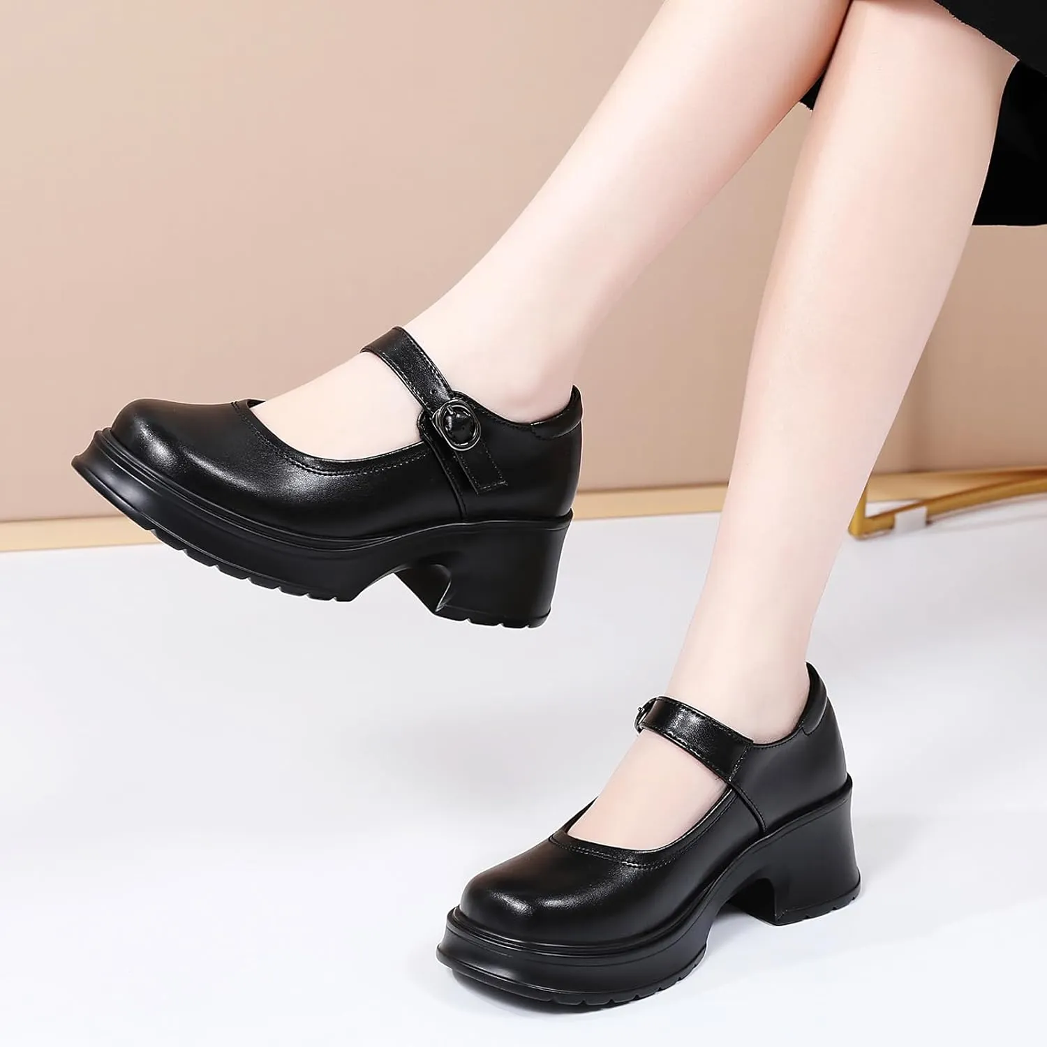 Mary Jane Shoes Women Platform Mary Janes Heels Women's Chunky Pumps Dress Shoes Ladies Work Comfortable Dressy Casual Footwear