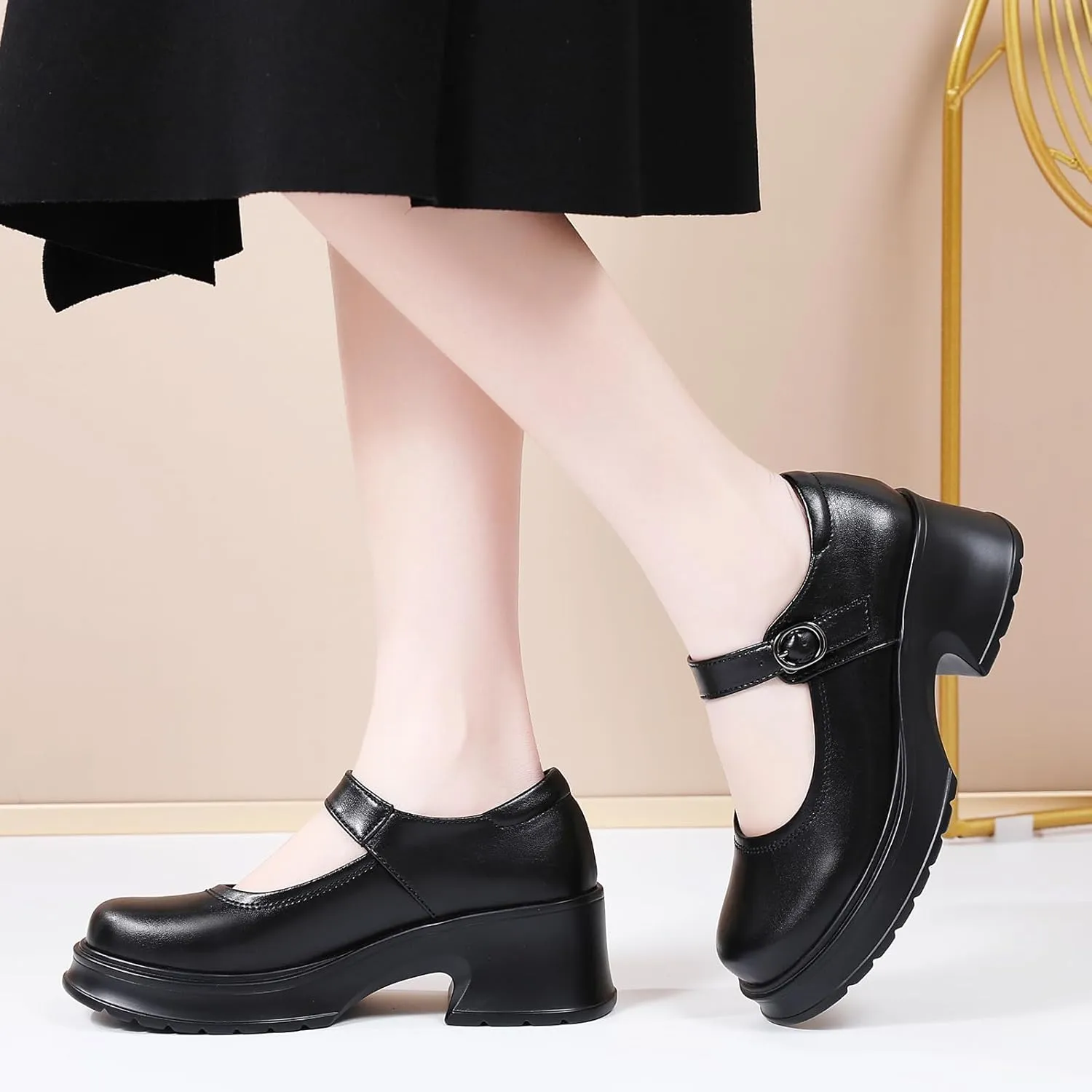 Mary Jane Shoes Women Platform Mary Janes Heels Women's Chunky Pumps Dress Shoes Ladies Work Comfortable Dressy Casual Footwear