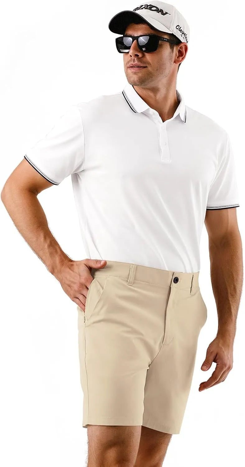 Mens Golf Shorts 7 Inch Inseam, Quick Dry Stretch Casual Lightweight Stretch Flat Front Hybrid Men's Golf Shorts for Men