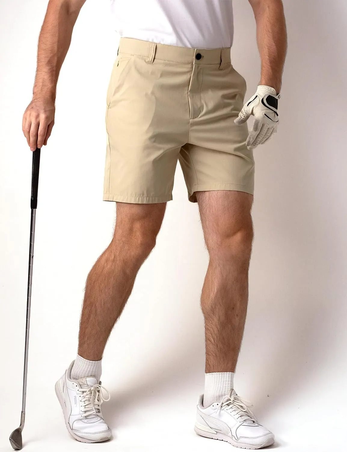 Mens Golf Shorts 7 Inch Inseam, Quick Dry Stretch Casual Lightweight Stretch Flat Front Hybrid Men's Golf Shorts for Men