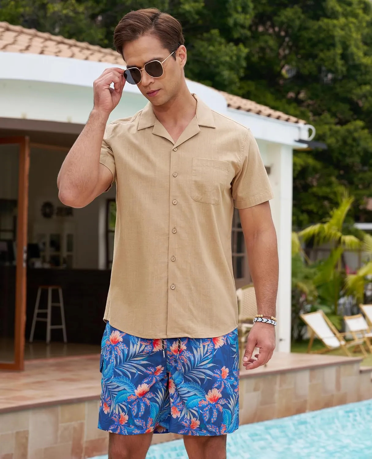 Milin Naco Mens Swim Trunks 7" Compression Liner Quick Dry 2 in 1 Board Shorts with Zip Pockets Bathing Suits for Men