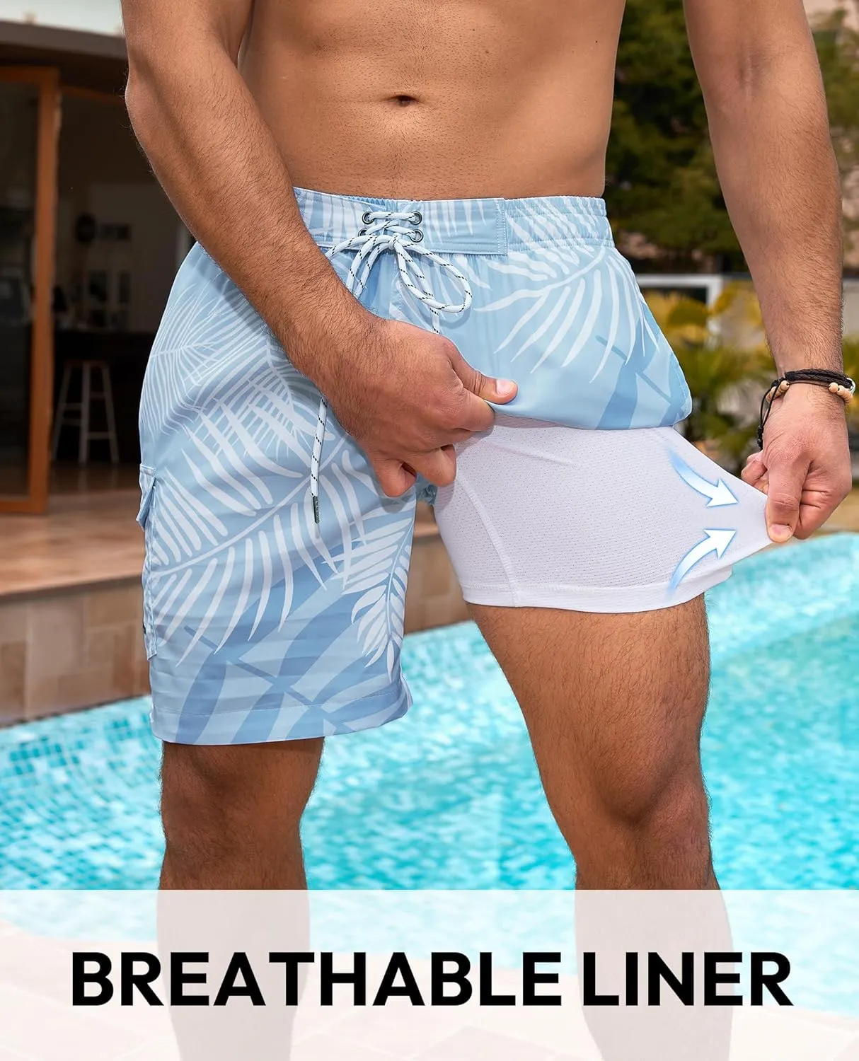 Milin Naco Mens Swim Trunks 7" Compression Liner Quick Dry 2 in 1 Board Shorts with Zip Pockets Bathing Suits for Men