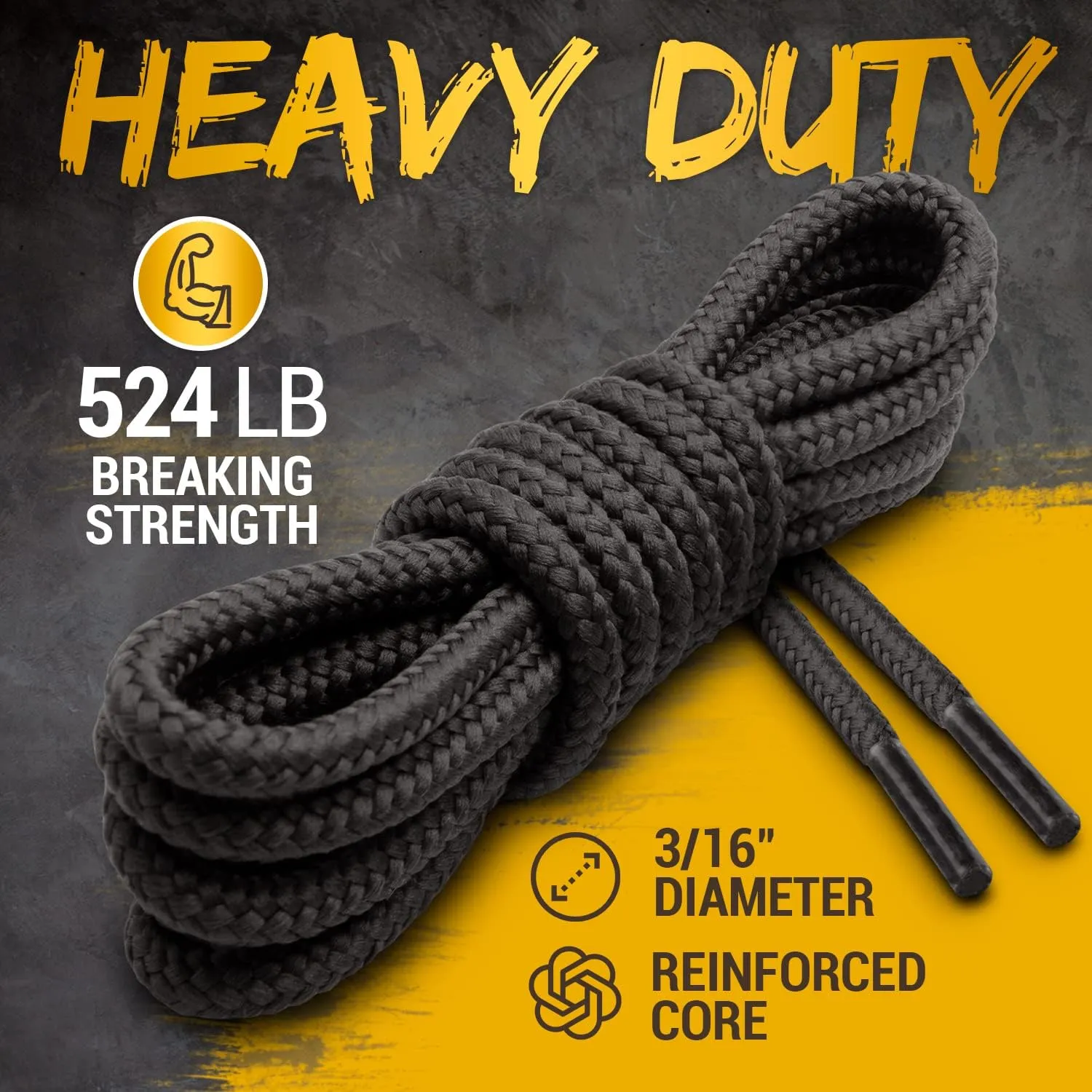 Miscly Round Boot Laces [1 Pair] Heavy Duty and Durable Shoelaces for Boots, Work Boots & Hiking Shoes