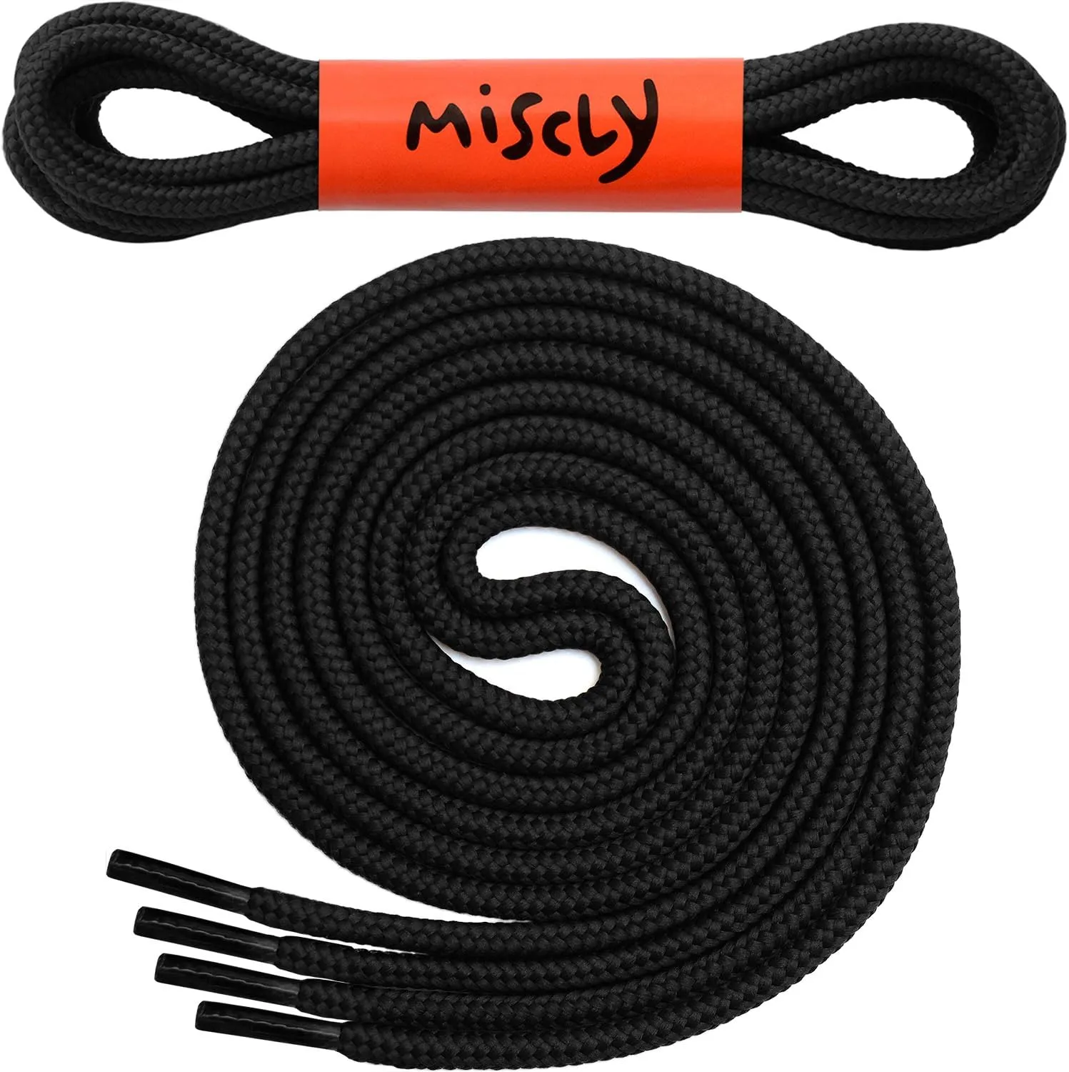 Miscly Round Boot Laces [1 Pair] Heavy Duty and Durable Shoelaces for Boots, Work Boots & Hiking Shoes