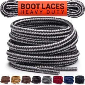Miscly Round Boot Laces [1 Pair] Heavy Duty and Durable Shoelaces for Boots, Work Boots & Hiking Shoes