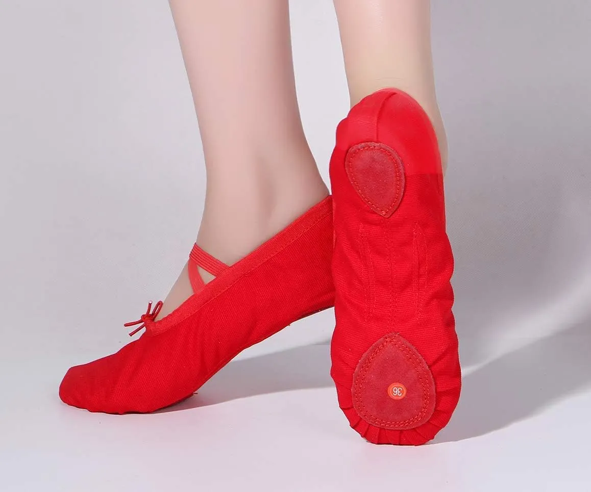 missfiona Women Canvas Ballet Slippers Dance Shoes Adult Practice Yoga Flat Belly Shoes
