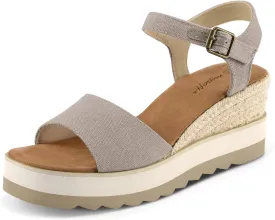 mysoft Womens Espadrille Wedge Sandals Open Toe Ankle Strap Buckle Platform Shoes