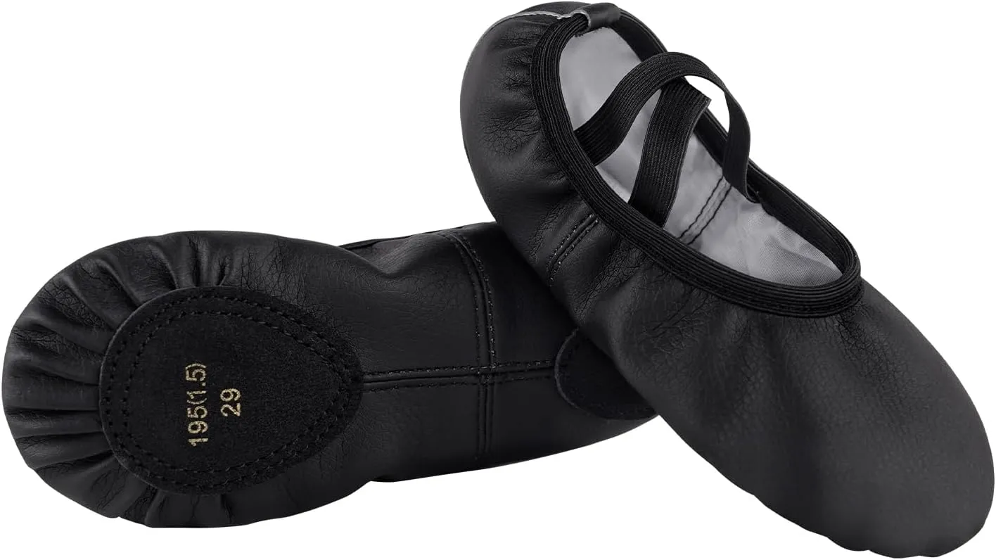 Phoeswan Ballet Shoes for Girls, PU Leather Girls Dance Slippers for Toddler/Little Kid/Big Kid