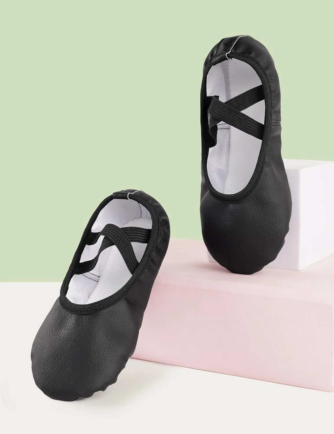 Phoeswan Ballet Shoes for Girls, PU Leather Girls Dance Slippers for Toddler/Little Kid/Big Kid