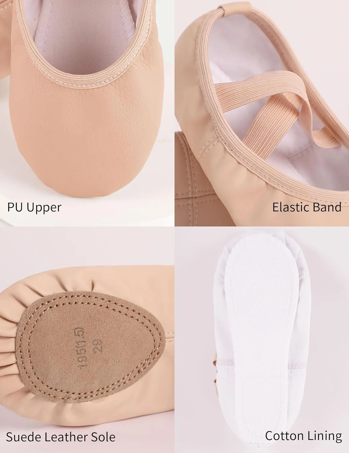 Phoeswan Ballet Shoes for Girls, PU Leather Girls Dance Slippers for Toddler/Little Kid/Big Kid