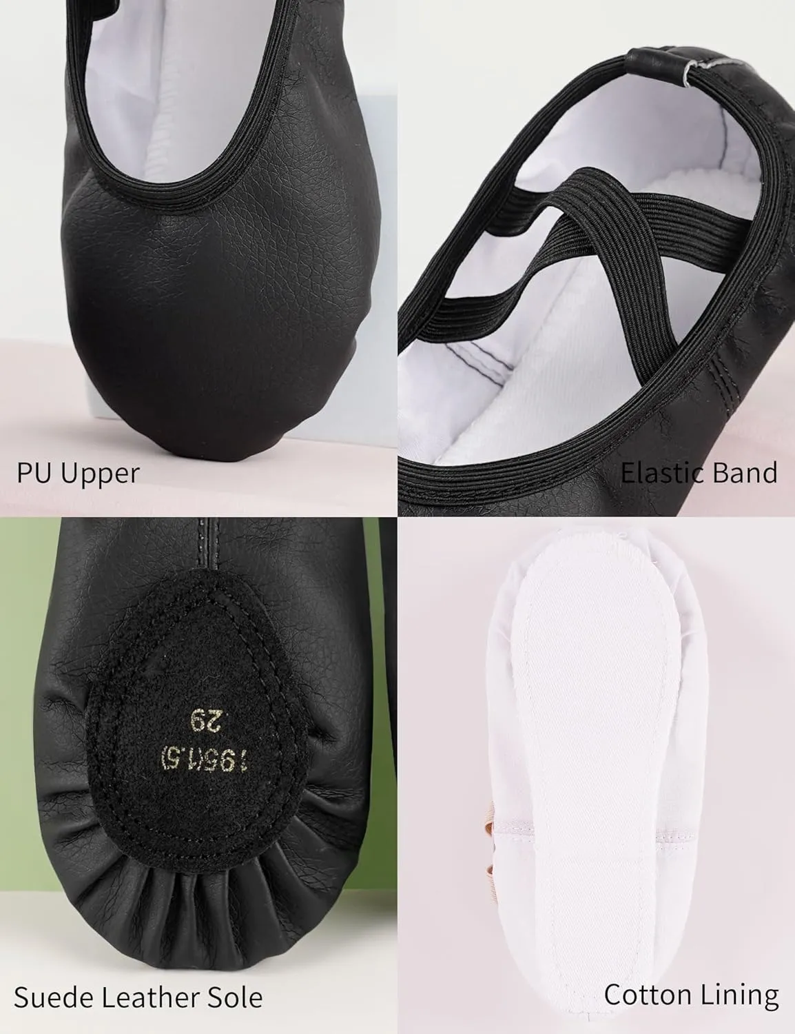 Phoeswan Ballet Shoes for Girls, PU Leather Girls Dance Slippers for Toddler/Little Kid/Big Kid