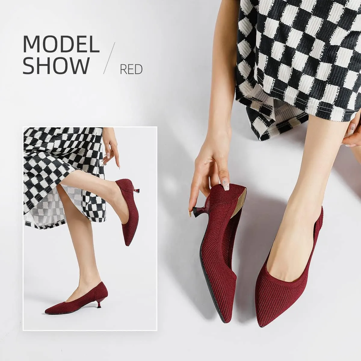 Semwiss Women's Low Heel Classic Pumps Pointed Toe Kitten Heels ShoesComfortable Casual Pumps for Women Dressy