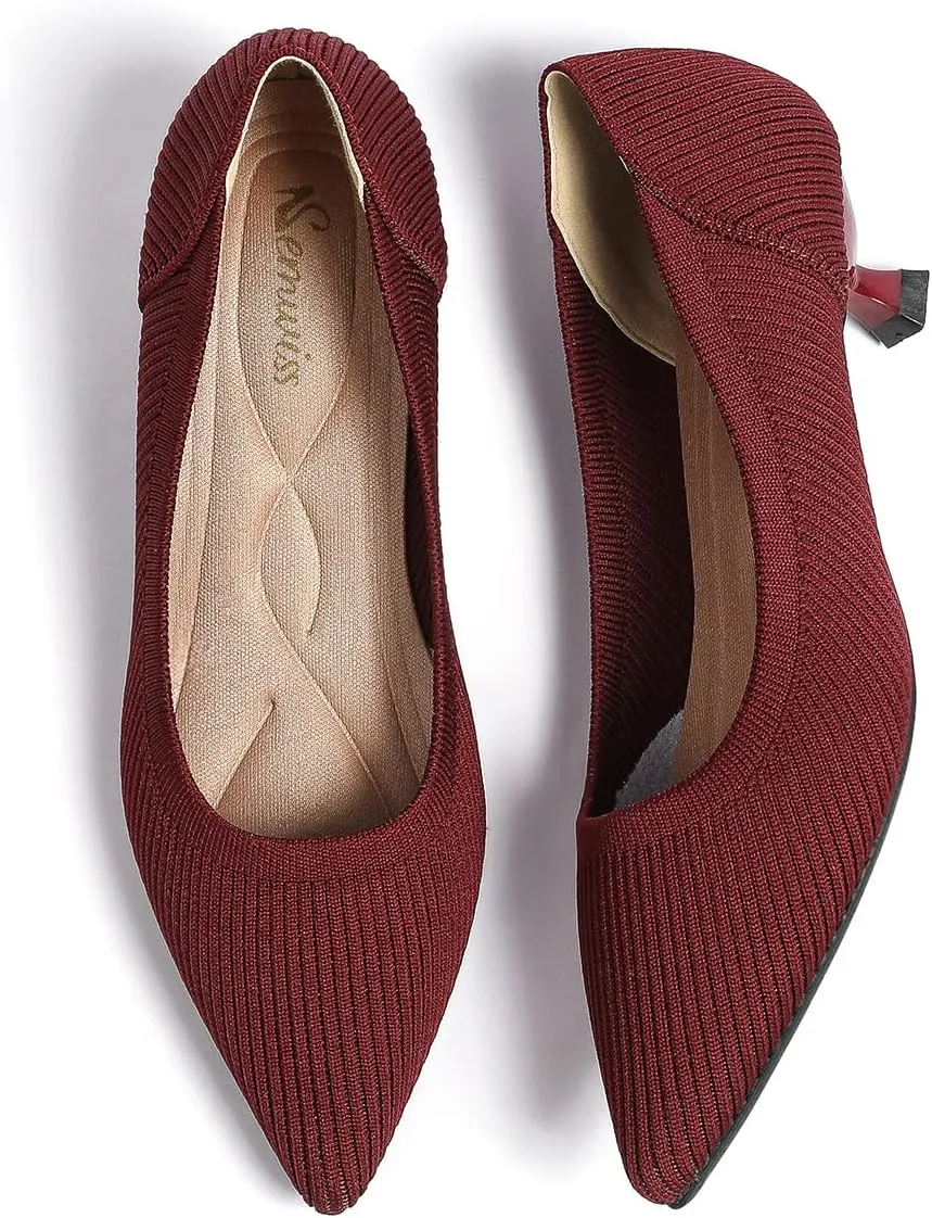 Semwiss Women's Low Heel Classic Pumps Pointed Toe Kitten Heels ShoesComfortable Casual Pumps for Women Dressy