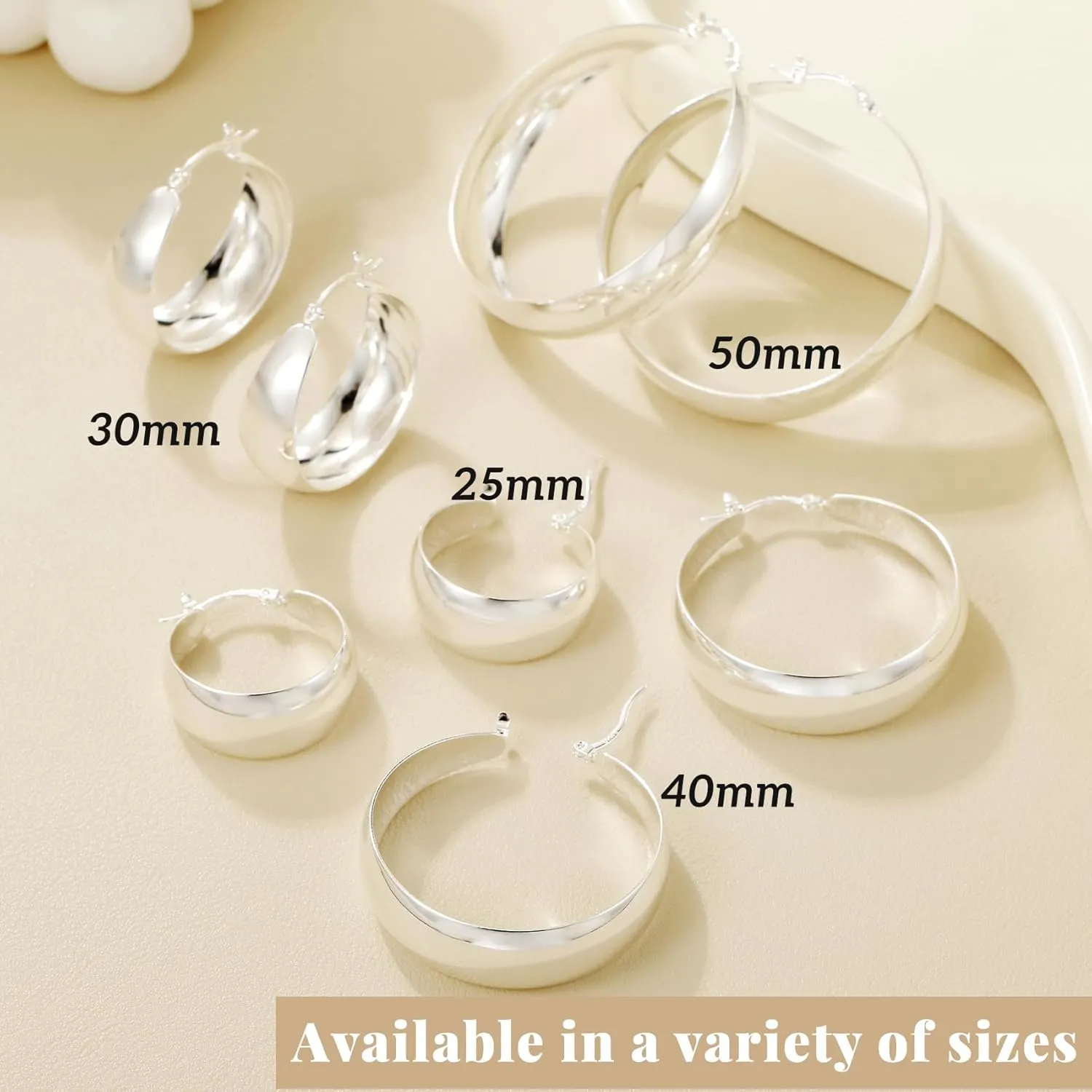 Senteria 12mm Wide Thick Hoop Earrings 925 Sterling Silver Hoop Earrings for Women Hypoallergenic 14K Real Gold Plated Hoops Large Earring Lightweight Chunky Hoops Earring for Women 25/30/40/50MM